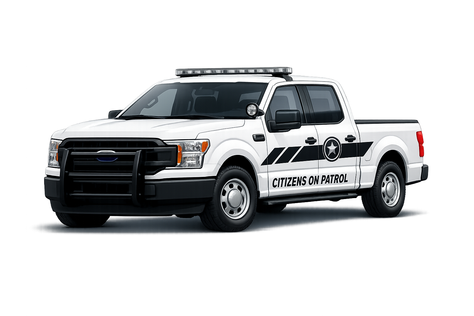 A Citizens On Patrol pickup truck